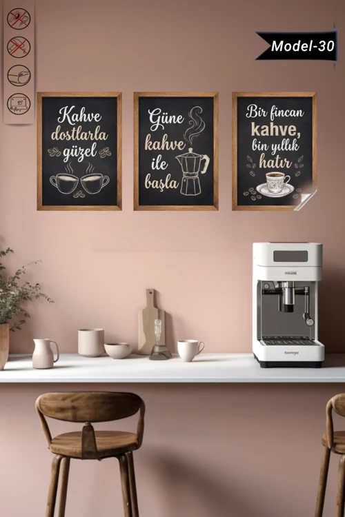 Statik Tutunma Özellikli Tablo - Poster Kahve Köşesi Diğer (Model- 30)