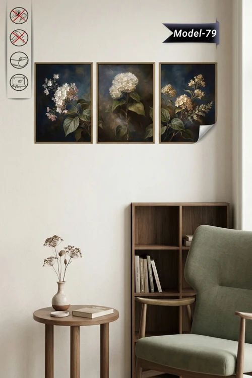 Statik Tutunma Özellikli Tablo - Poster Çiçek (Model- 79)