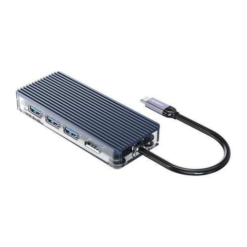 6 Portlu USB 3.0 100W RJ45 1000Mbps HDMI Çoklayıcı HUB Gri