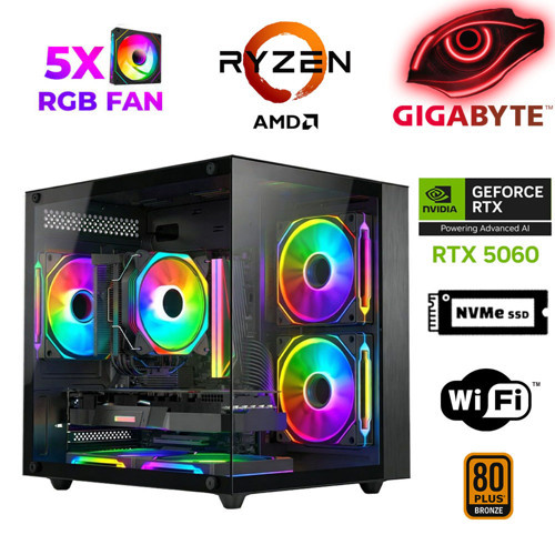 Savage X10 Ryzen 5 7500F 16GB DDR5 Ram 512GB M.2 NVMe SSD 8GB RTX5060 Masaüstü Oyuncu Bilgisayarı