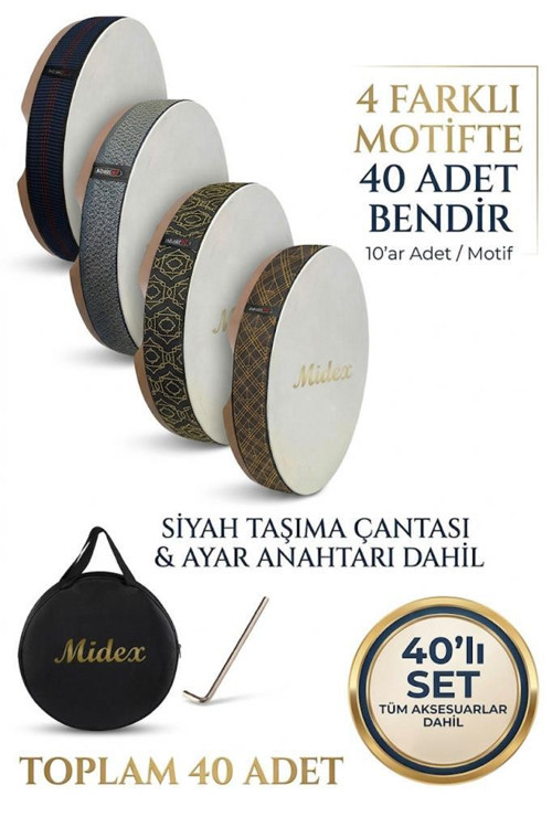 BR-40X Profesyonel 40'lı Karma Desenli Bendir Def Avantaj Paketi