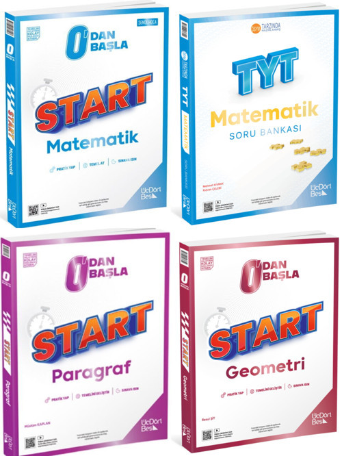 0'dan başla start matematik-paragraf-geometri soru bankası ve TYT matematik soru bankası