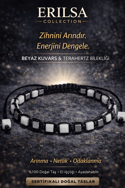 Sertifikalı Doğal Taş Beyaz Kuvars Terahertz Bileklik - Küp Kesim Fasetli Arınma Odak Bilekliği