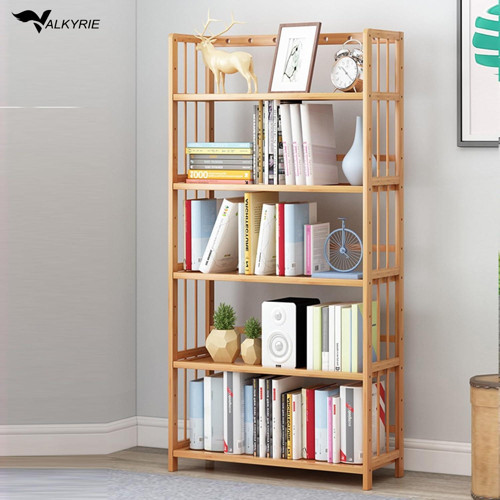 5 Katlı Bambu Raf Kitaplık 60x23x128 cm Çok Amaçlı Düzenleyici Dekoratif Organizer