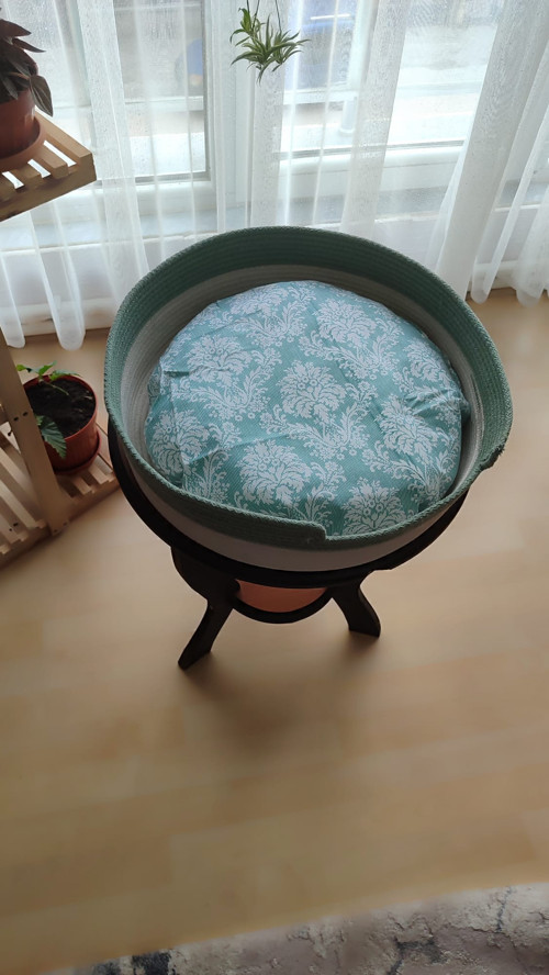 Kedi Sepeti Büyük Boy Kedi Yatağı Kedi Evi Yıkanabilir Kaliteli Kordon Ip 40 cm