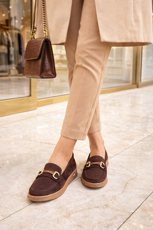 Kadın Süet Tokalı Loafer