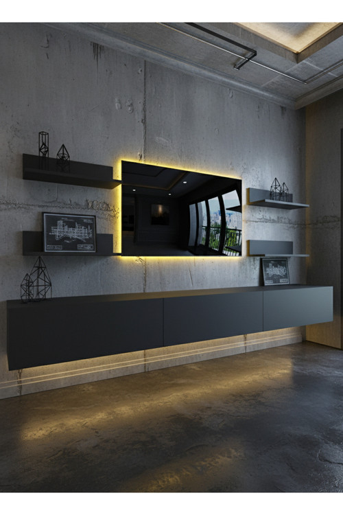 RESİTAL LEDLİ DUVARA MONTE TV SEHPASI - ANTRASİT - W6020-4