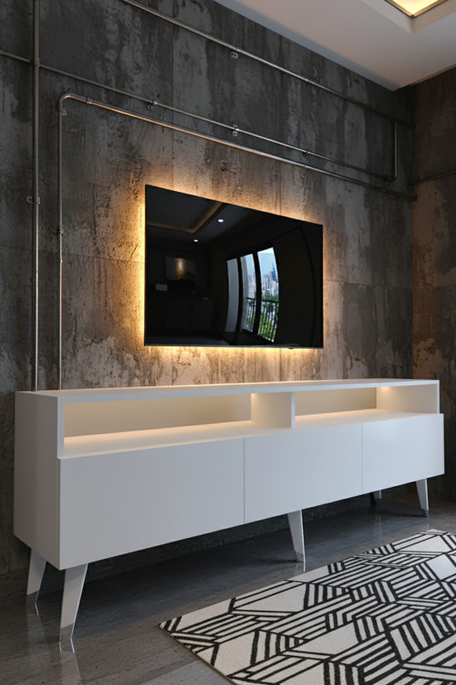 RESİTAL LEDLİ TV SEHPASI - LED IŞIKLI - BEYAZ - W9017-1