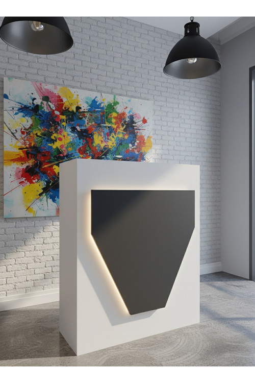 Resital Ledli Karşılama Bankosu G-90 cm Ofis Kasa Resepsiyon Masası BANKO-001-1-4