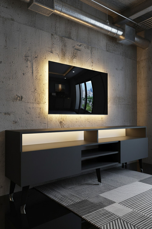 RESİTAL LEDLİ TV SEHPASI - LED IŞIKLI - ANTRASİT - W9030-4