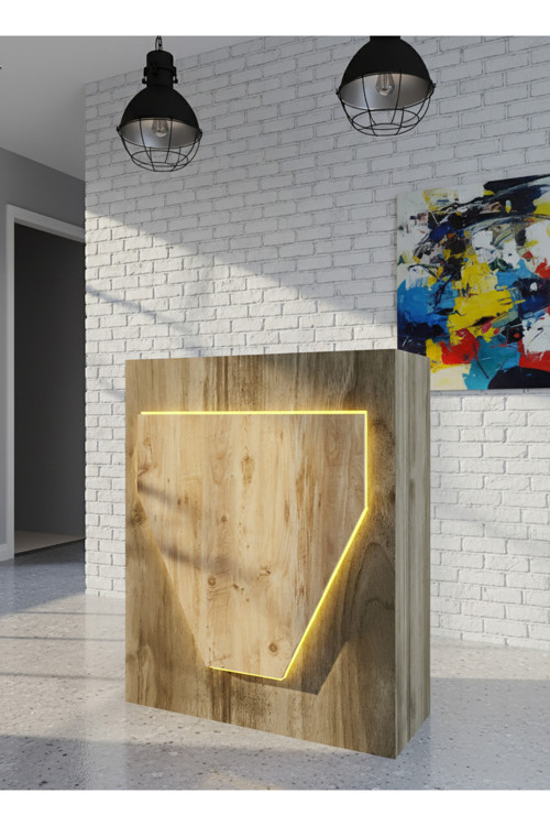 Resital Ledli Karşılama Bankosu G-90 cm Ofis Kasa Resepsiyon Masası BANKO-001-2-6