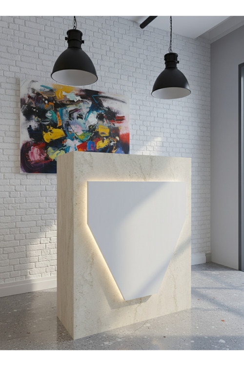 Resital Ledli Karşılama Bankosu G-90 cm Ofis Kasa Resepsiyon Masası BANKO-001-8-1