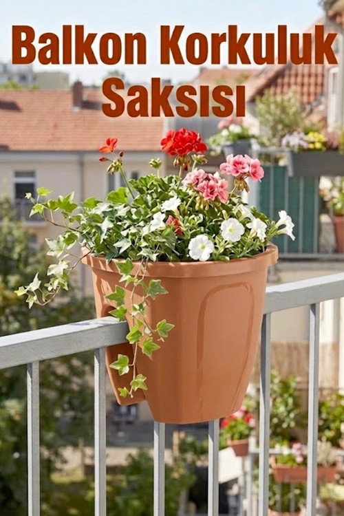 Dekoratif Balkon Korkuluk Saksısı Oval 1 Adet
