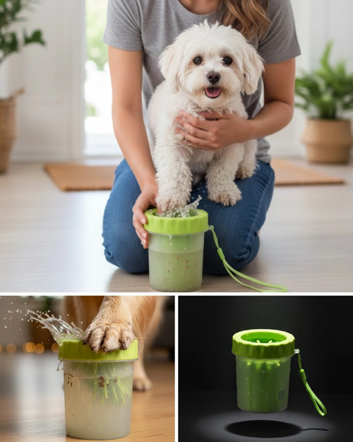 Taşınabilir Köpek Ayak Temizleme Atı Silikon Fırçalı