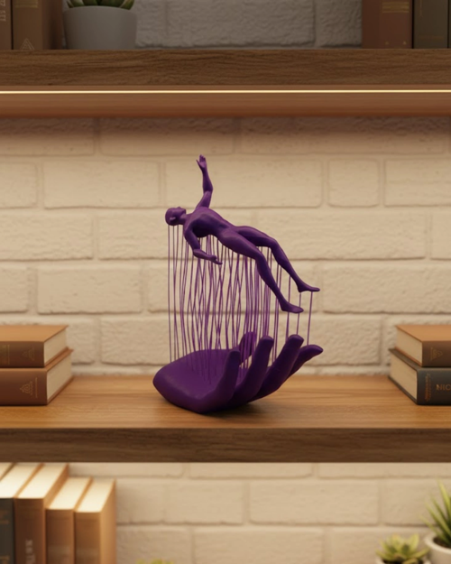 3d El Formlu İnsan Figürü Mor Özgün Sanat Biblosu 12x18 Cm