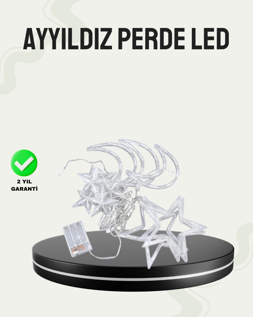 Prizli Yıldız Ay Perde Led Işık Ev Ve Organizasyon Dekoru