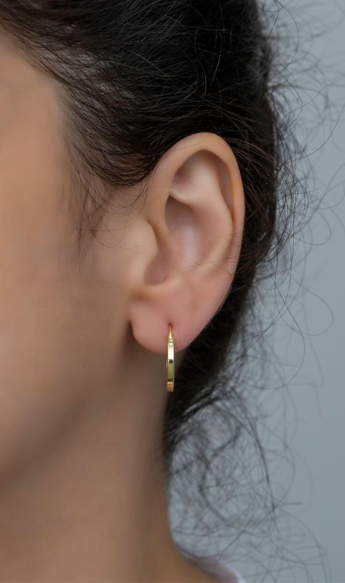 925 Ayar Gümüş 15 mm Gold Tamtur Küpe