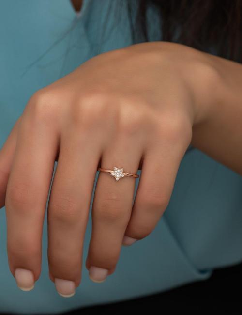 925 Ayar Gümüş Ayarlanabilir Minimal Yıldız Yüzük