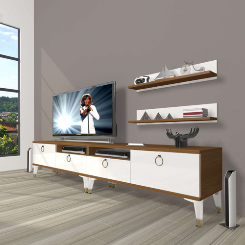 Eko 200r Mdf Gold Tv Ünitesi Tv Sehpası - Ceviz Beyaz