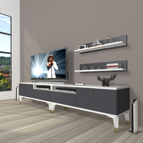 Eko 200r Mdf Gold Tv Ünitesi Tv Sehpası - Beyaz Antrasit