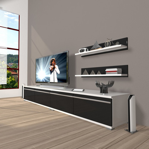 Eko 200t Mdf Tv Ünitesi Tv Sehpası - Beyaz Siyah