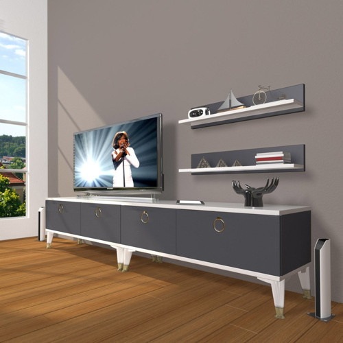 Eko 200t Mdf Gold Tv Ünitesi Tv Sehpası - Beyaz Antrasit