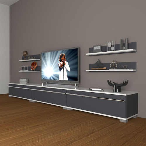 Eko 270r Mdf Tv Ünitesi Tv Sehpası - Beyaz Antrasit
