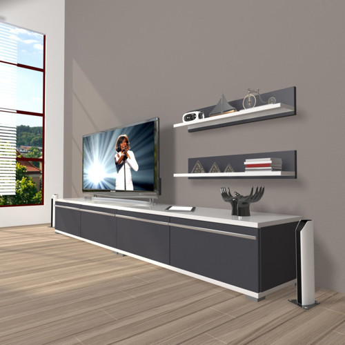 Eko 200t Mdf Tv Ünitesi Tv Sehpası - Beyaz Antrasit