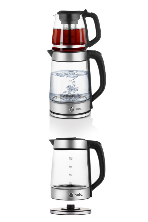 STM-5990 2’si 1 Arada Çay Makinesi ve Kettle 2.0 L + 1.2 L Cam Demlik