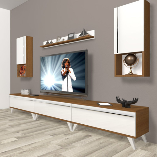 Eko 270ta Mdf Retro Tv Ünitesi Tv Sehpası - Ceviz Beyaz