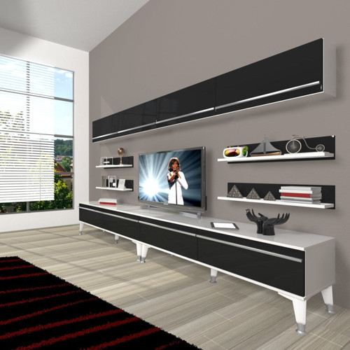 Eko 360y Mdf Silver Tv Ünitesi Tv Sehpası - Beyaz Siyah