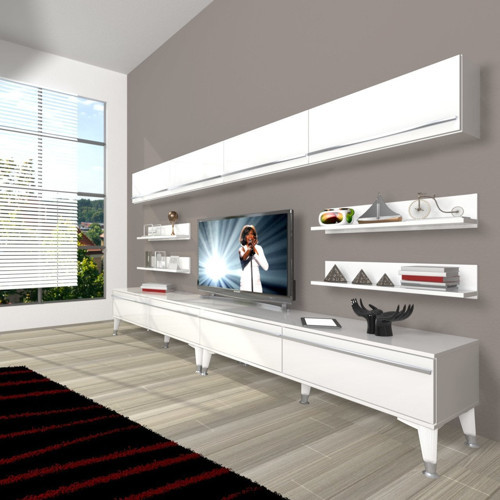 Eko 360y Mdf Silver Tv Ünitesi Tv Sehpası - Parlak Beyaz