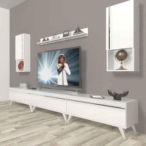 Eko 270ta Mdf Retro Tv Ünitesi Tv Sehpası - Parlak Beyaz