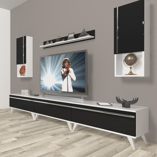 Eko 270ta Mdf Retro Tv Ünitesi Tv Sehpası - Beyaz Siyah