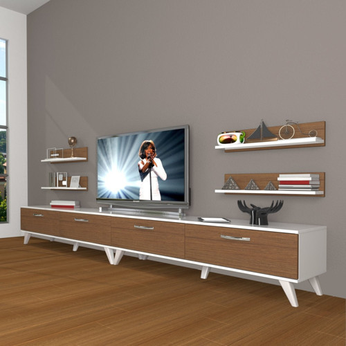 Eko 360r Slm Retro Tv Ünitesi Tv Sehpası - Beyaz Ceviz