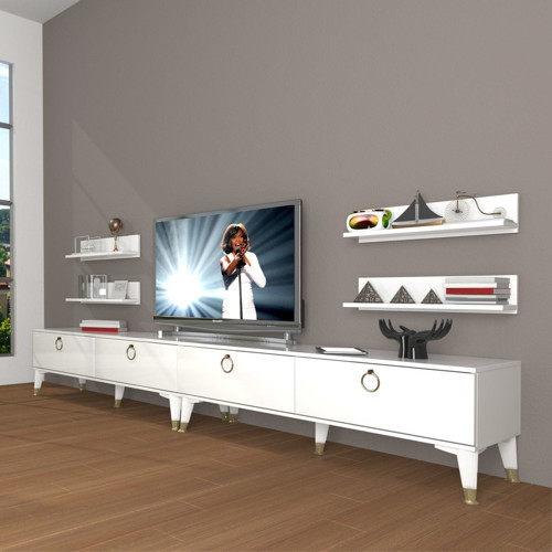 Eko 360r Mdf Gold Tv Ünitesi Tv Sehpası - Parlak Beyaz
