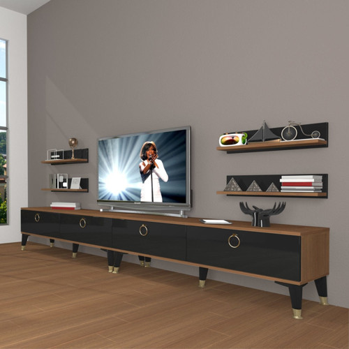 Eko 360r Mdf Gold Tv Ünitesi Tv Sehpası - Ceviz Siyah