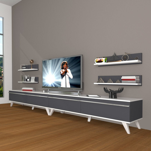 Eko 360r Mdf Retro Tv Ünitesi Tv Sehpası - Beyaz Antrasit