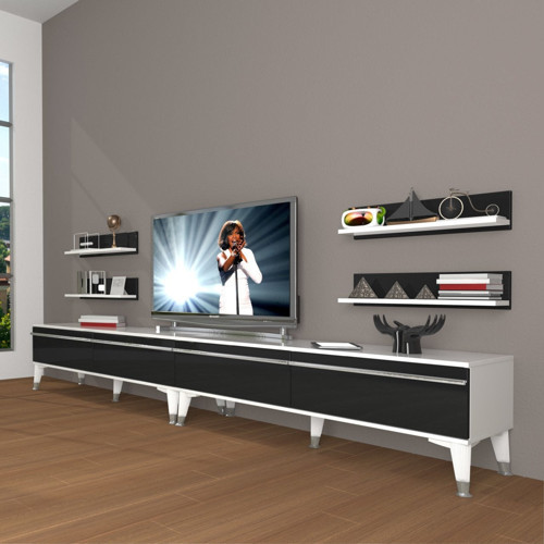 Eko 360r Mdf Silver Tv Ünitesi Tv Sehpası - Beyaz Siyah