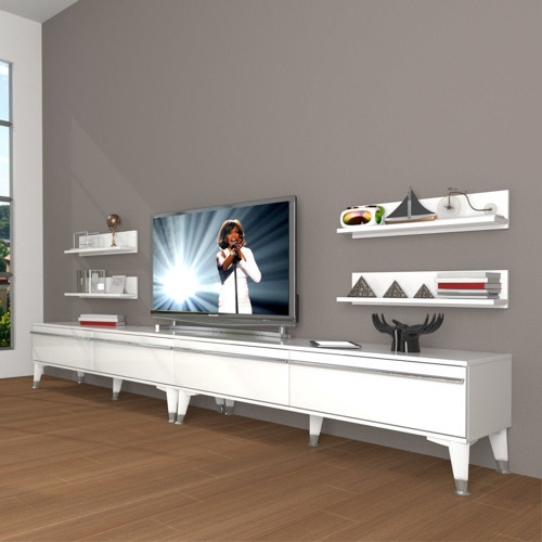 Eko 360r Mdf Silver Tv Ünitesi Tv Sehpası - Parlak Beyaz