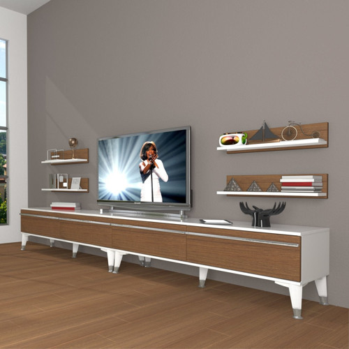 Eko 360r Mdf Silver Tv Ünitesi Tv Sehpası - Beyaz Ceviz