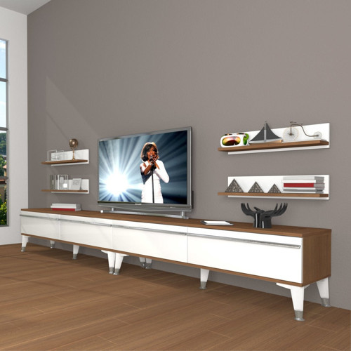 Eko 360r Mdf Silver Tv Ünitesi Tv Sehpası - Ceviz Beyaz