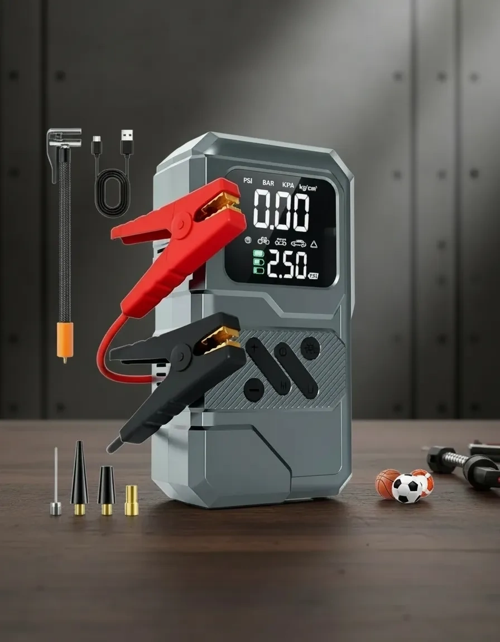 Taşınabilir Araç Akü Takviye Ve Hava Kompresörü Powerbank Özellikli