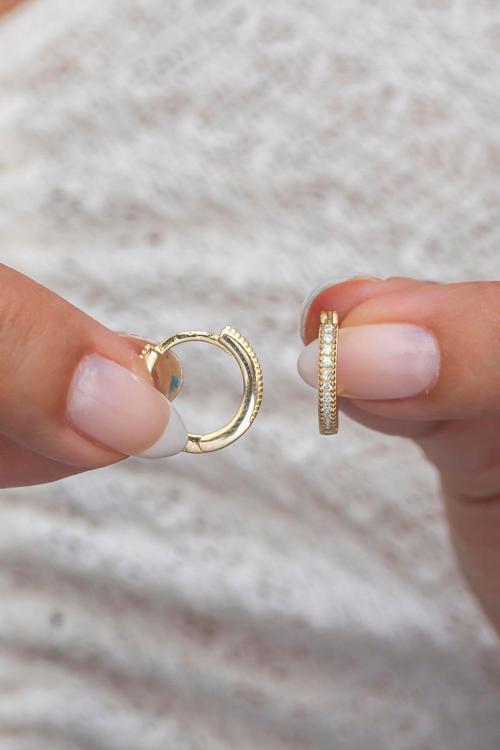 925 Ayar Gümüş Gold 15 mm Tamtur Halka Küpe