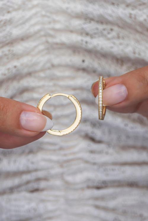 925 Ayar Gümüş Gold 20 mm Tamtur Halka Küpe