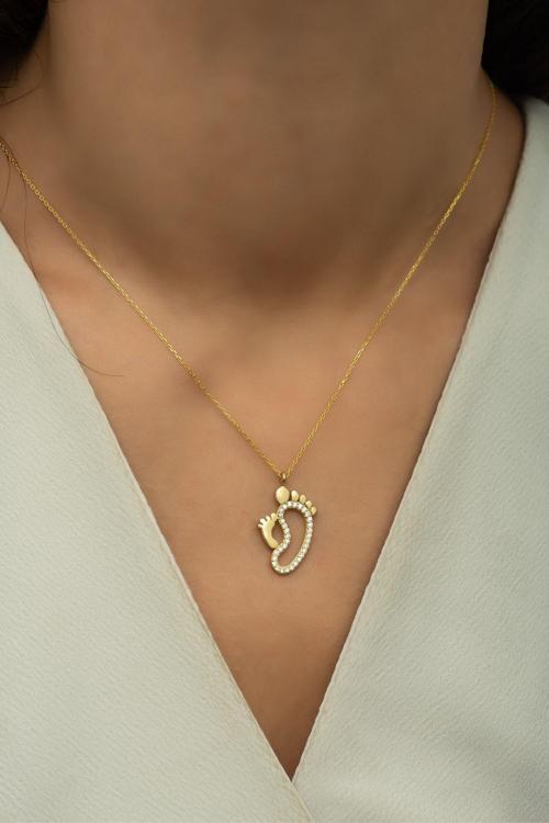 925 Ayar Gümüş Gold Ayakizi Kolye