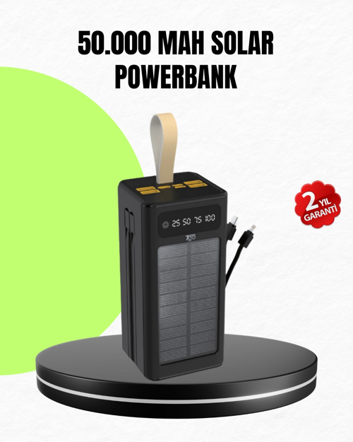 Güneş Enerjili Powerbank Dijital Göstergeli Taşınabilir Güç Kaynağı