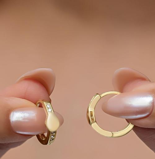 925 Ayar Gümüş Gold Kaplama 15 mm Halka Küpe