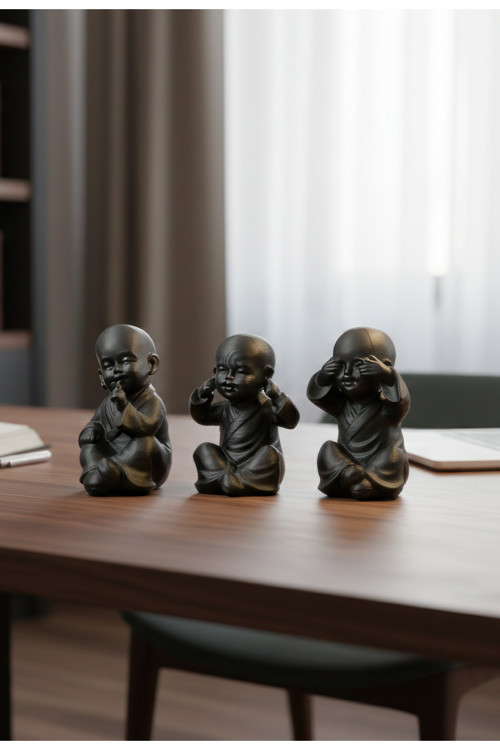 Görmedim Duymadım Bilmiyorum 3 Lü Dekoratif Obje - Biblo - Dekor