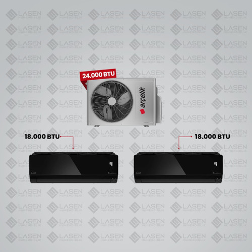 1+2 Multi Sistem Klima / 24100 Md Pro Dış Ünite ( 18.000 Btu Siyah Iç Ünite + 18.000 Btu Siyah Iç Ünite )